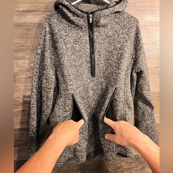 Avalanche Heathered Black Half Zip Fleece Hoodie - Picture 1 of 12